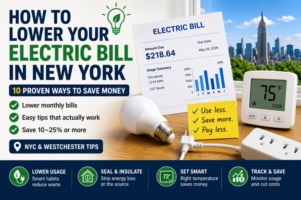 lower your electric bill in New York with energy saving tips